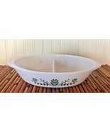 Vintage Glasbake Green Daisy Spring Blossom Divided Casserole Dish #J2352 - $305.08 MXN
