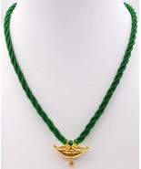 RARE VINTAGE ANTIQUE SOLID GOLD PENDANT AMULET NECKLACE IN GREEN BEADS I... - $909.86 CAD