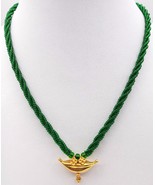 RARE VINTAGE ANTIQUE SOLID GOLD PENDANT AMULET NECKLACE IN GREEN BEADS I... - £523.30 GBP