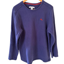Tommy Bahama Mens Indigo Knit Crew Sweatshirt Pullover L Blue Designer P... - $24.99