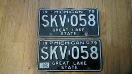 1979 Original Michigan State Auto License Plate Pair Match Set SKV-058 Vintage - £31.60 GBP