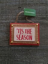 Rustic Christmas Sign With Burlap &#39;Tis The Season Christmas Decor New - $14.73