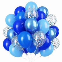 56Pcs 12 Inch Blue Balloons Metallic Blue Vintage Klein Blue And Blue Silver Con - £17.63 GBP