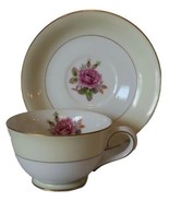 Fuji Teacup and Saucer Rosette Bone China Hand Painted Gold Trim Vintage... - £12.20 GBP