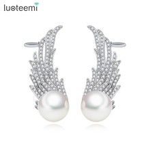 LUOTEEMI Trendy Personality Ear Clip for Women Cubic Zircon Angle Wings ... - £16.01 GBP