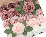 Artificial Flowers 25Pcs Real Looking Dusty Rose Ombre Colors Foam Fake ... - £22.74 GBP
