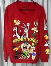 Looney Tunes Character Sweatshirt Womens XL Long Sleeve Graphic Crew Neck Red - £13.26 GBP