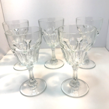 Arcoroc France Water Wine Pedestal Stemmed Clear Glasses Vintage Set of 5 - £23.21 GBP