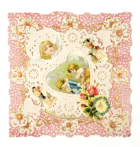 Antique Victorian Die Cut Paper Lace Valentine Card Embossed *10 - £19.38 GBP