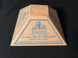 Churchill England Blue Willow 3 pc Set Dinner Plate Cup and Saucer NIB - $25.00