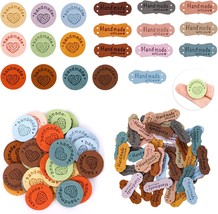 80PCS Handmade Leather Labels Colorful PU Leather Labels with Holes Hand Made Em - £18.04 GBP