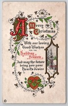 Christmas Greetings Poem Heart &amp; Holly Davidson Family Long Pine NE Postcard A36 - £4.58 GBP