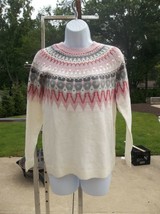 Nwt Talbots Ivory&amp;Pink Print Sweater Pp - $32.99