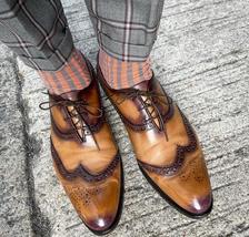 Handmade men&#39;s bespoke leather lace-up brown oxford brogue shoes US 5-15 - £111.57 GBP