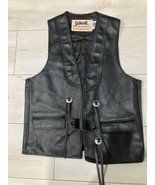 Vintage Schott NYC Black Leather Western Concho Biker Motorcycle Vest Si... - $49.44