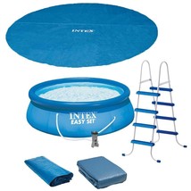 Intex 15ft x 48in Easy Set Above Ground Inflatable Pool w/ Pump and Solar Cover - £363.63 GBP