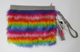 No Boundaries Large Faux Rainbow Fur Wristlet - £14.52 GBP