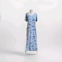 Fresh Produce Blue Long Dress 100% Cotton Short Shelve One Pocket Sz Large - £18.01 GBP