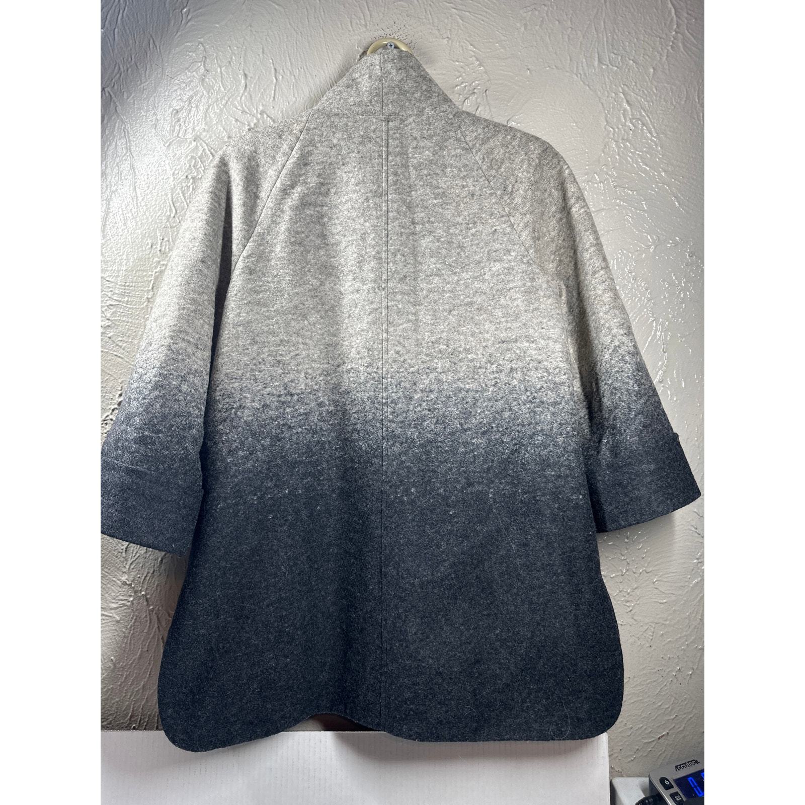 Nordstrom Wool Blend Black Gray Swing Jacket Coat Lined 3/4 Sleeve Womens Sz XS Item image 5