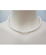 6mm Swarovski Pearl Adjustable Necklace White Pearl Beaded Necklace Simp... - £31.19 GBP