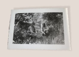 Military Soldiers Camping In The Woods Vintage Photo - $4.87