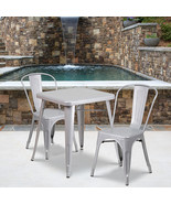 23.75SQ Silver Metal Table Set CH-31330-2-30-SIL-GG - $5,736.14 MXN