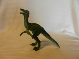 Vintage 1985 Velociraptor Dinosaur Figurine Green Tones, Open Mouth (D6) - $30.00