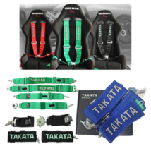 TAKATA Blue Racing Seat Belt Harness 4 Point 3&quot; Snap On Camlock Universal - £76.14 GBP