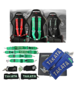 TAKATA Blue Racing Seat Belt Harness 4 Point 3&quot; Snap On Camlock Universal - £75.49 GBP