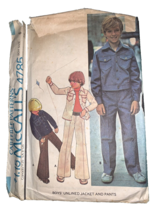 1975 McCALL&#39;S #4785 - BOYS RETRO UNLINED JACKET &amp; FLARED PANTS PATTERN  6 - $3.84