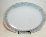Federal Glass Milk Glass Platter Blue and Gold Spattered Border 12X9 Vin... - $19.75