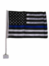 (4 Pack) USA Thin Blue Line 12&quot; x 18&quot; Car Flag Double Sided Police Lives... - £25.09 GBP