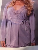 2x/3X Plus Size Stretchy Short Robe w/ Belt~ Amethyst FREE SHIP Sexy Lingerie - £11.59 GBP