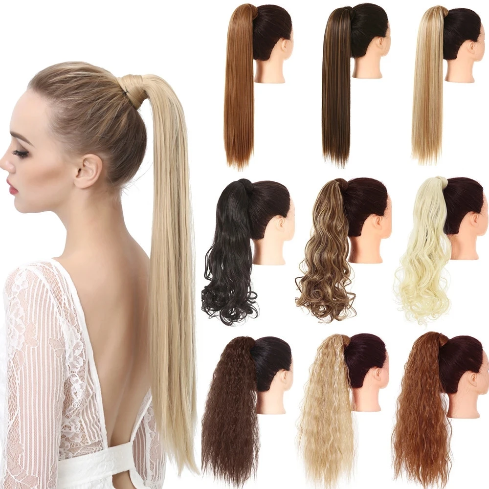 Synthetic Clip in Ponytail Hair Extension Wig Straight Kinky Curly Long ... - £11.77 GBP+