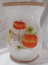 Yankee Candle Frosted Hurricane Large Jar Holder J/H Fall Pumpkin Crackle - £57.35 GBP