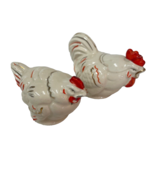 Rooster And Hen Chickens Salt And Pepper Shakers Ceramic Vintage Repaired - $205.65 MXN