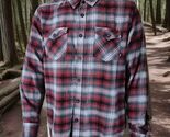 Vans Flannel Shirt Mens Large Red Gray Shadow Plaid Flap Pocket Long Sleeve - $334.72 MXN