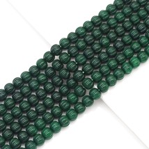 Carved Pumpkin Emerald Jade Beads, 10mm, Sku#U1714 - £11.61 GBP