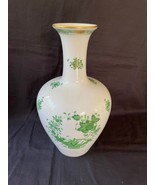 Antique HEREND PORCELAIN HANDPAINTED  Chinese bouquet apponyi GREEN VASE... - £123.78 GBP