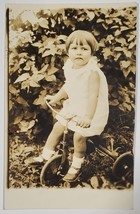 RPPC Adorable Little Girl on Tricycle Bike c1930 Postcard G21 - £7.95 GBP