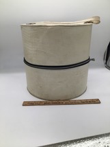 Vintage Textured Vinyl Travel Hat Box Wig Case Zippered Luggage Off White - $24.75