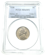 1938 5C Jefferson Nickel PCGS MS65FS Full Steps Gorgeous Strike and Color - $163.38 CAD
