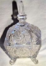 20th Century Anna Hutte 24% Lead Crystal Lidded Footed Square Candy Dish Germany - £113.65 GBP