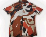 Express Mens Shirt Small Brown Red Black White Abstract Print Button Fro... - $22.76