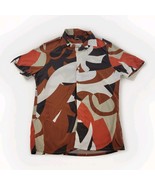 Express Mens Shirt Small Brown Red Black White Abstract Print Button Fro... - €19,65 EUR
