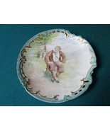 German Curio Plate Molded Borders Gold Rim Hand Painted Signed ON Back - $103.84 CAD