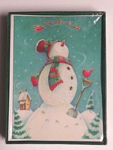 Glitter Snowman &amp; Santa Sleigh Merry Brite Christmas Cards (Box of 20) 2004 NEW - £10.32 GBP