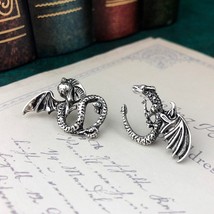 Fashion Popular Jewelry Baked Silver Color Asymmetric Flying Dragon Tide Retro E - £7.25 GBP