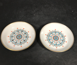 Royal Worcester China Coaster Butter Pat Coral Beaded Moriage Medallion England - £21.45 GBP