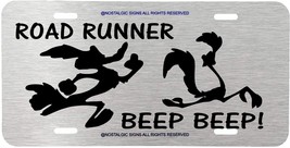 BEEP ROAD RUNNER ASSORTED COLOR BRUSHED Aluminum LOOK Metal License Plate 1 - £7.11 GBP